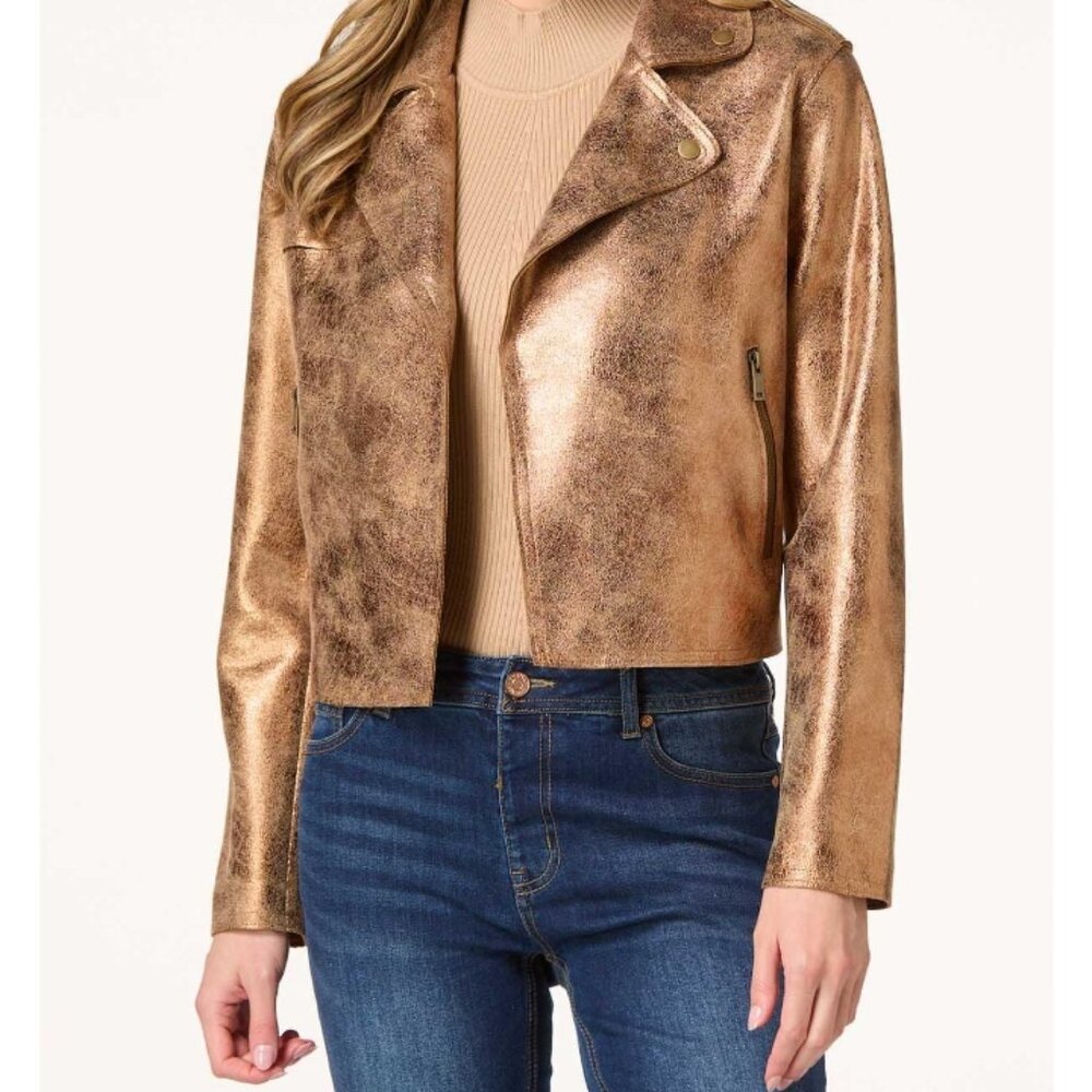 Cracked Metallic Motto Jacket